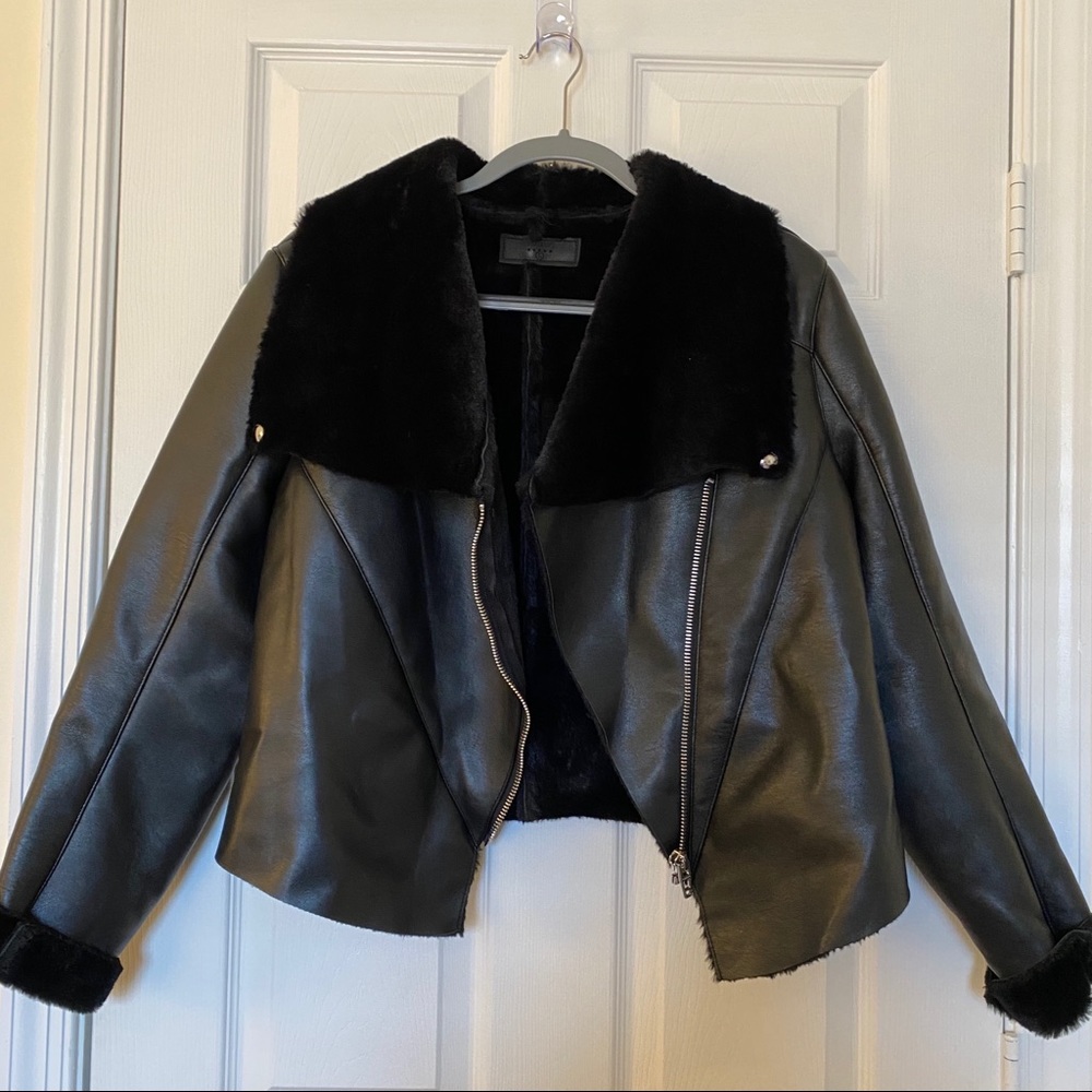 BLANK NYC faux leather and fur jacket